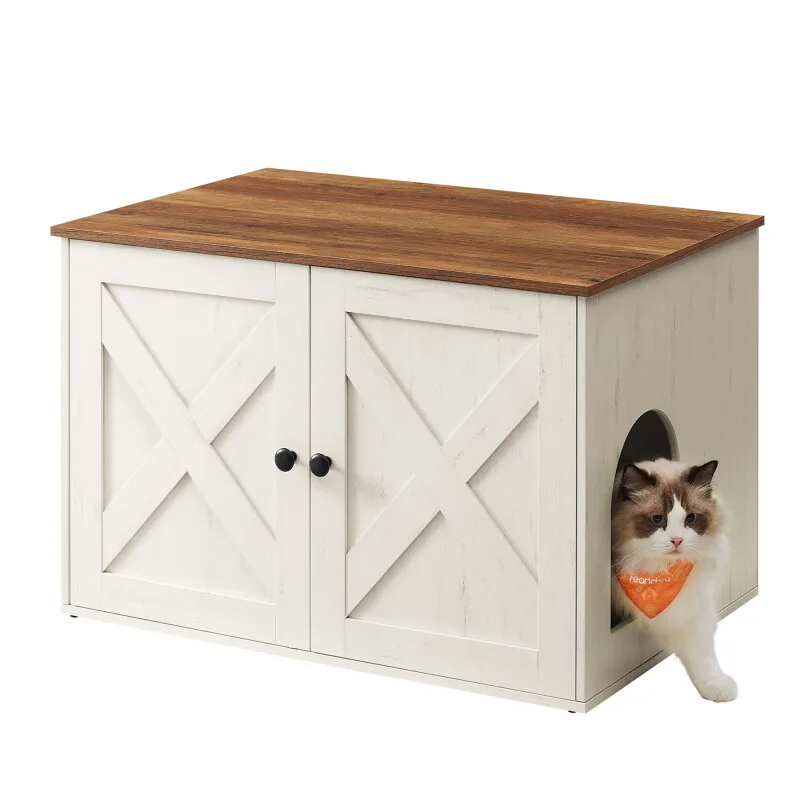 M Katzenklo Schrank Honigbraun-Vintageweiß van Feandrea in Regular – productfoto