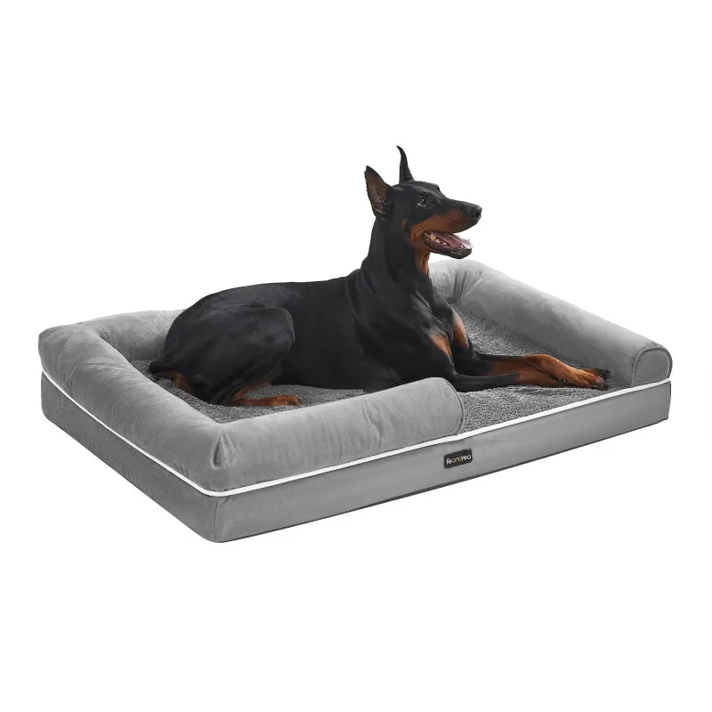 Orthopädisches Hundebett, Hundekissen, erhöhte Ränder, abnehmbar und waschbar XXL van Feandrea in Lichtgrijs, Regular – productfoto