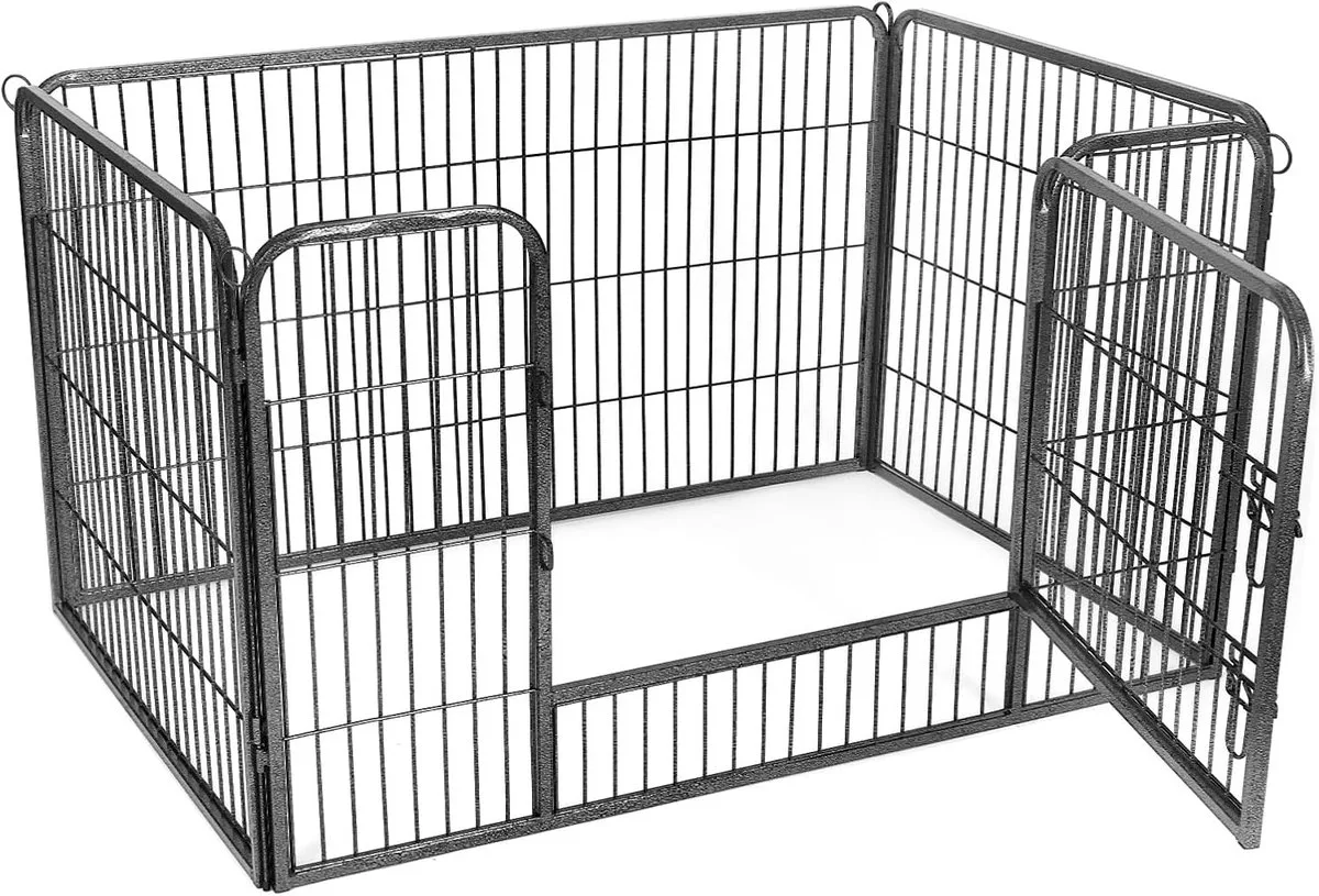Puppyren - dierenhok metaal - buitenverblijf - 122 x 80 x 70 cm från Feandrea i Grå – produktbild