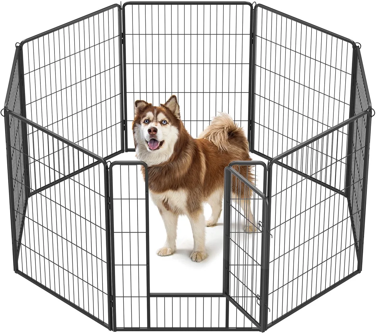 Puppyren - Dierenren voor Kleine Huisdieren - 8 Panelen - Voor Binnen en Buiten - Draagbaar fra Feandrea i Sort – produktbillede