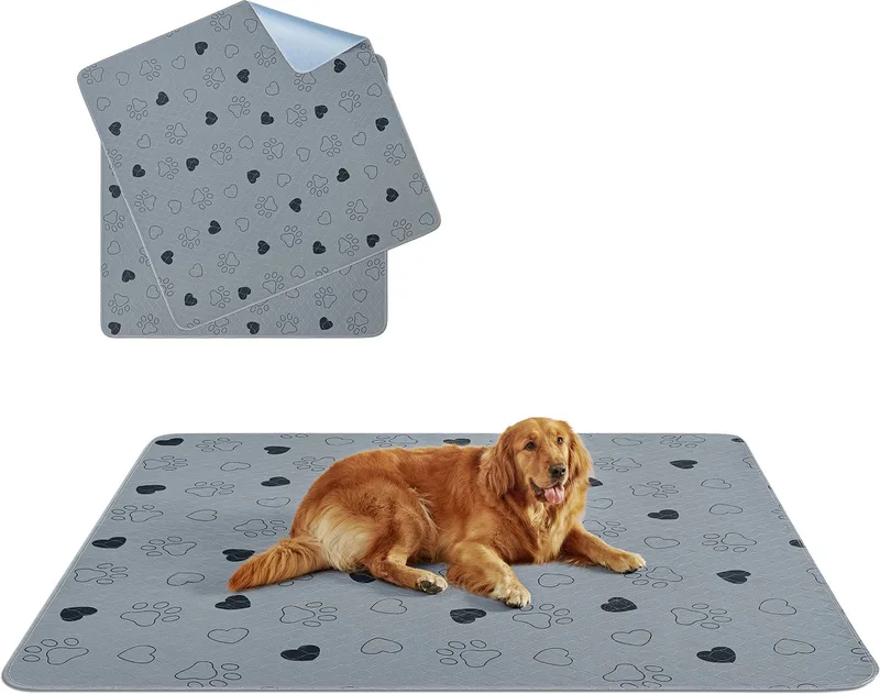Trainingsmat Puppy XXL - Hondentoilet - Wasbare Plasmat - Voor Bench en Hondenkooi - 2 Stuks - 183 x 183 cm de Feandrea en Gris – photo produit