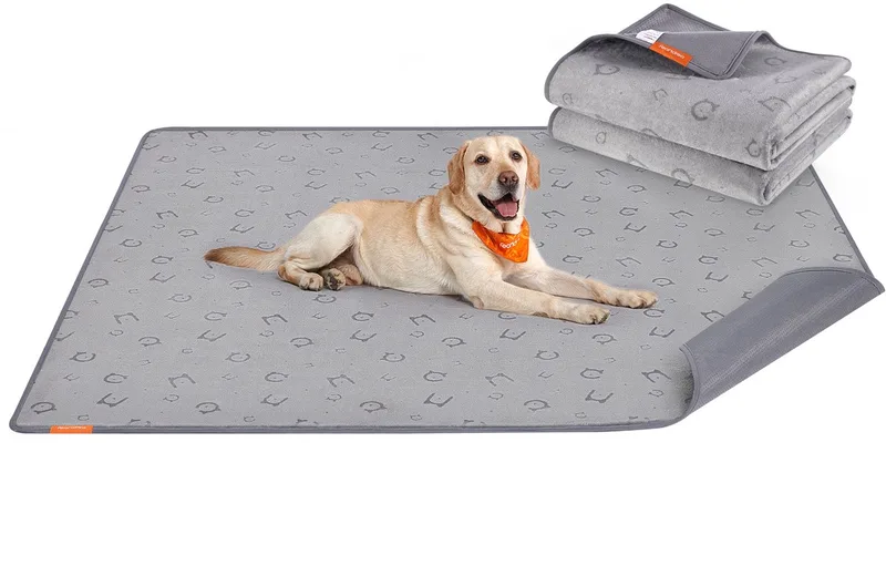 Trainingsmat Puppy XXL - Hondentoilet - Wasbare Plasmat - Voor Bench en Puppyren - 2 Stuks - 183 x 183 cm by Feandrea in Duifgrijs – product photo