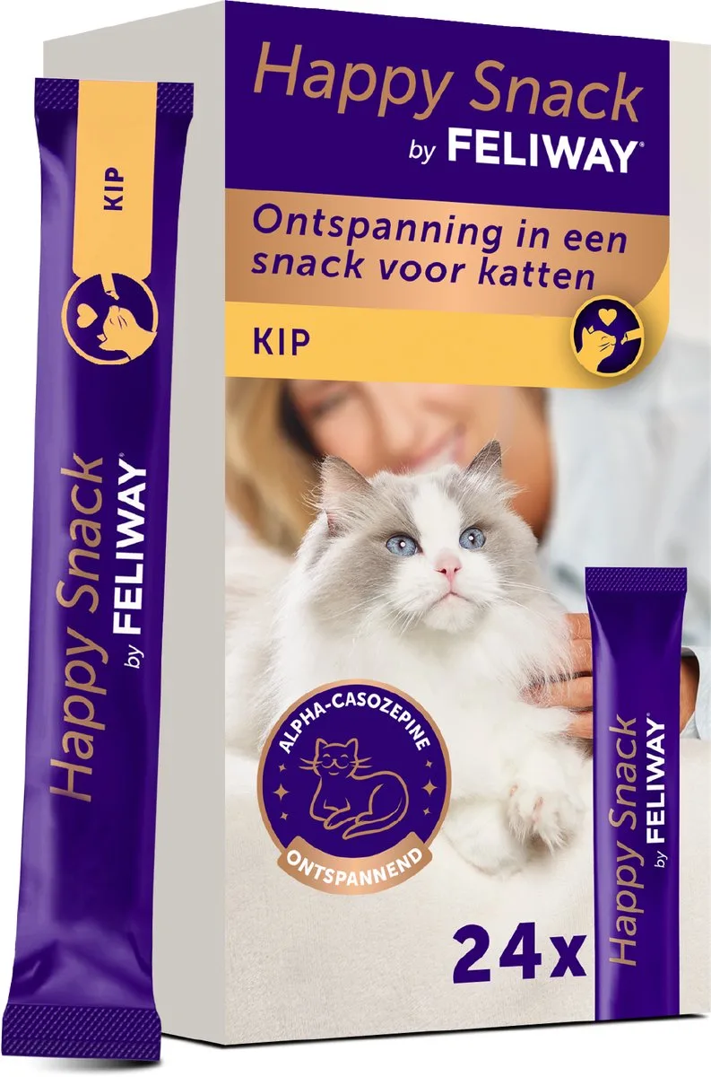Happy Snack by FELIWAY kippensmaak 24 sticks - Heerlijke romige kattensnack met ontspannend effect - Helpt jouw kat zich rustiger te voelen en bevordert het emotionele welzijn by Feliway – product photo