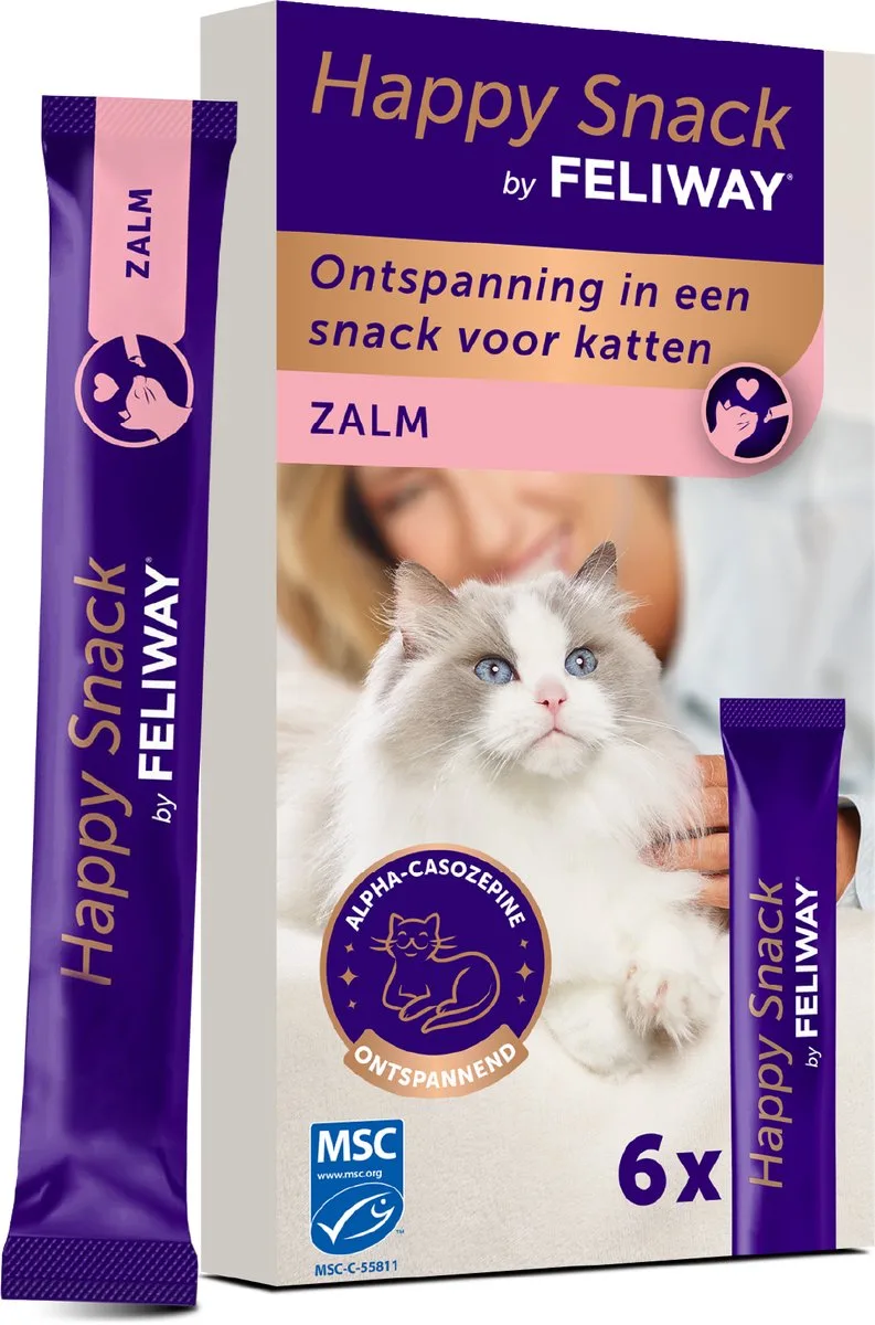 Happy Snack by FELIWAY zalmsmaak 6 sticks- Heerlijke romige kattensnack met ontspannend effect - Helpt jouw kat zich rustiger te voelen en bevordert het emotionele welzijn von Feliway – Produktfoto
