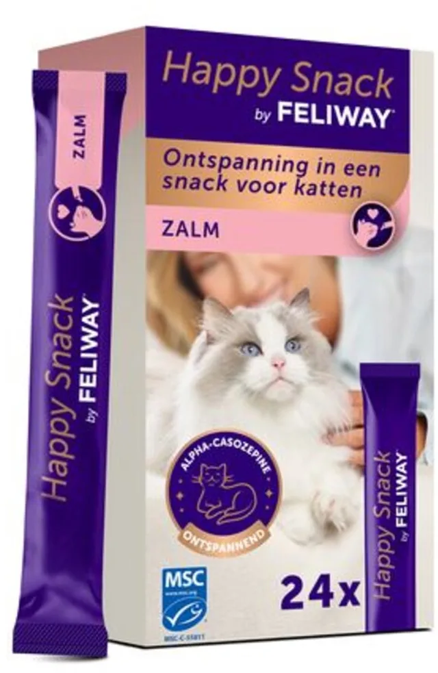 Kattensnack Happy Snack Zalm - 4 x 24 x 15 gr - Voordeelverpakking