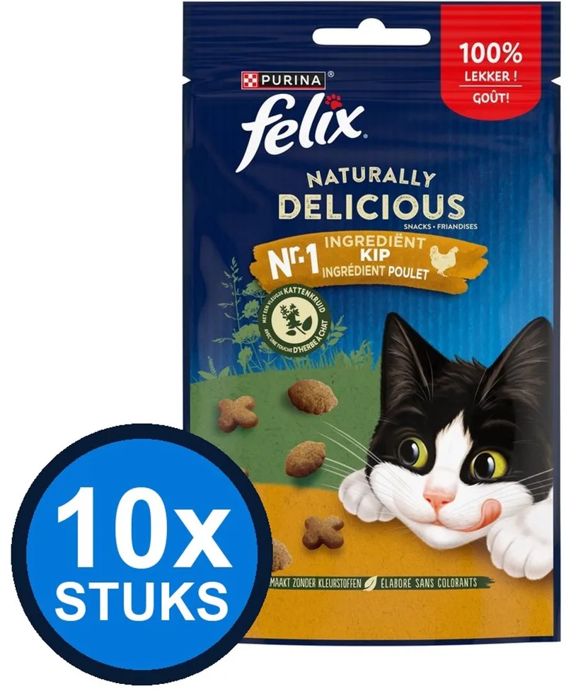 10x Felix - Naturally Delicious Snack Kip - Kattensnacks - 50 g de Felix – photo produit