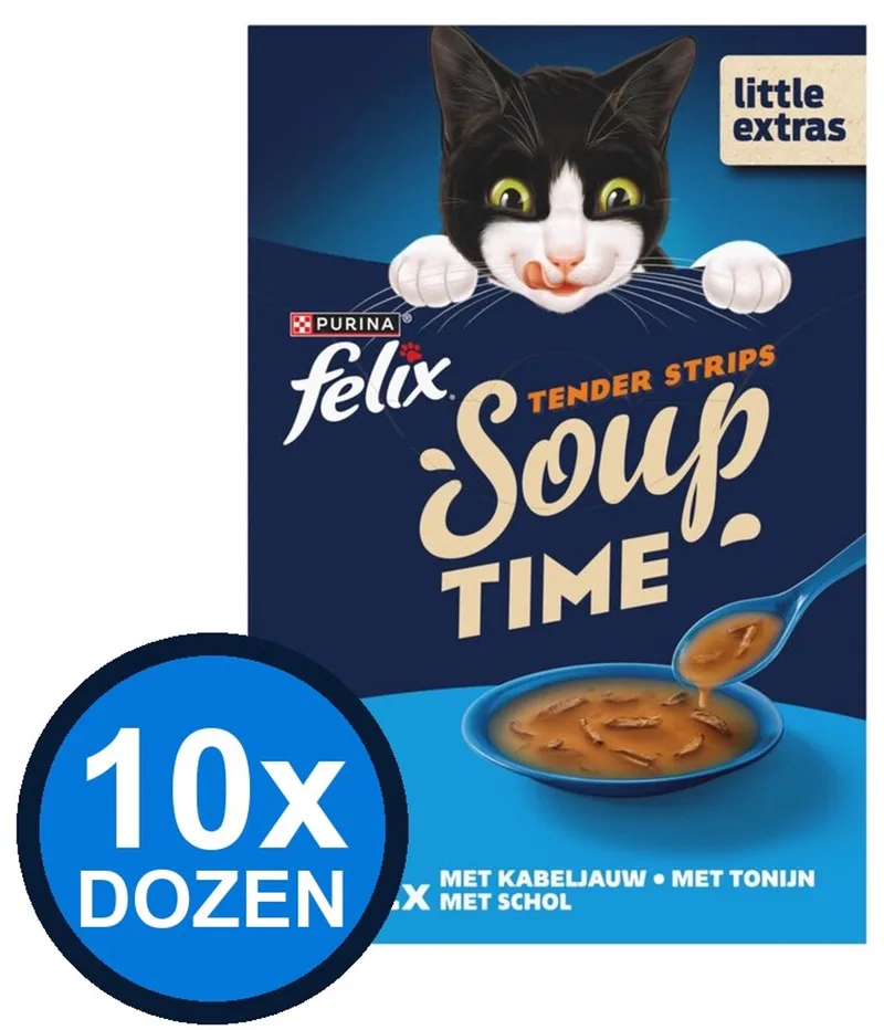 10x Felix - Soup Tender Strips Vis - Kattenvoer Natvoer - 6x48g by Felix – product photo