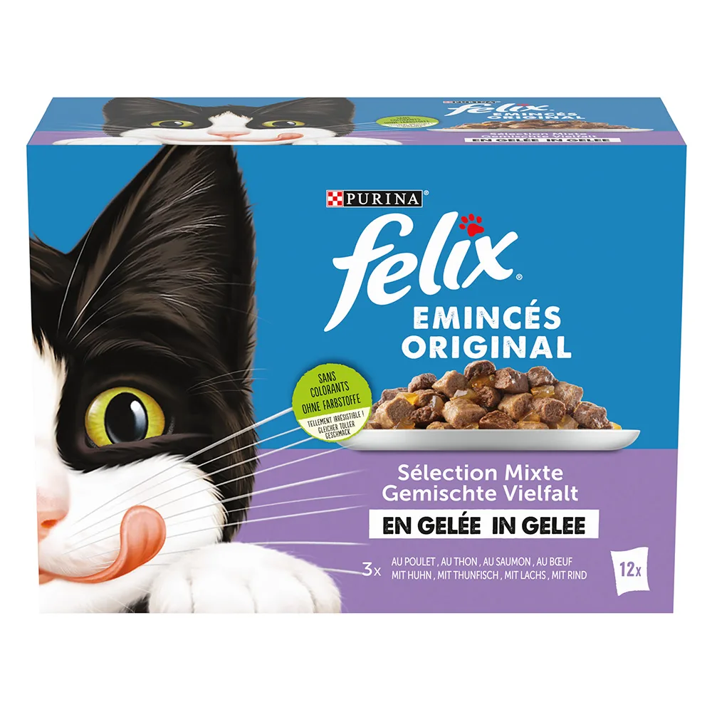 12x 85g Felix Zakjes in Gelei Gemengd Selectie Nat Kattenvoer de Felix – photo produit