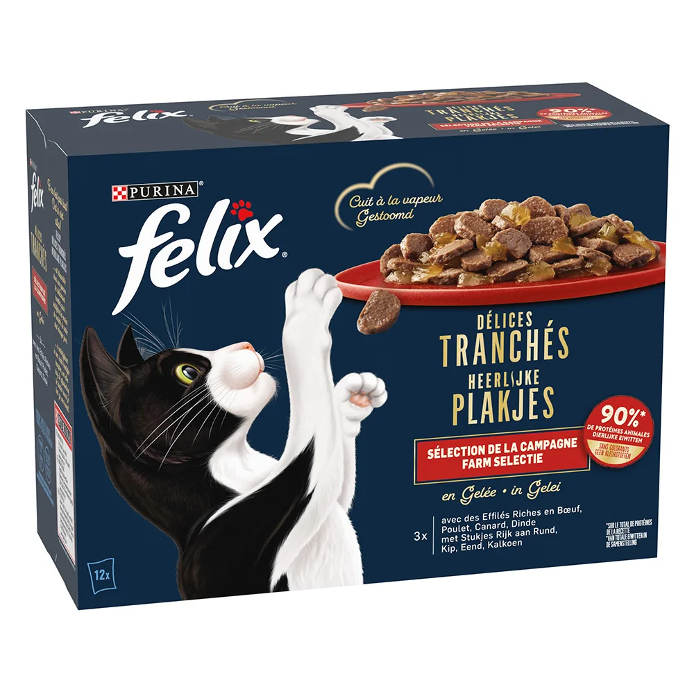 12x80g Farm-selectie in Gelei Felix Heerlijke Plakjes Kattenvoer by Felix – product photo