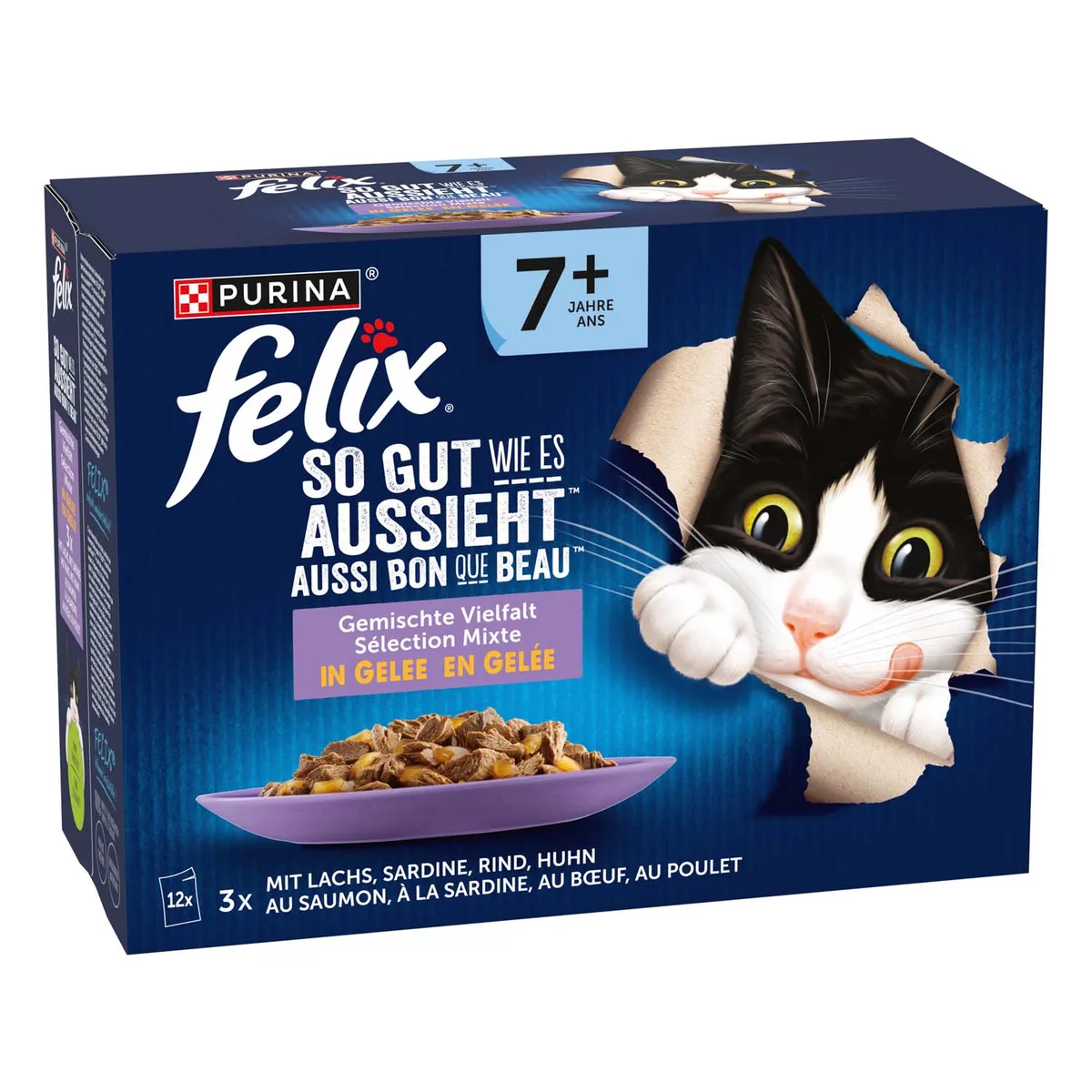12x85g Senior Mix Selectie in Gelei Felix Elke Dag Feest Kattenvoer van Felix – productfoto