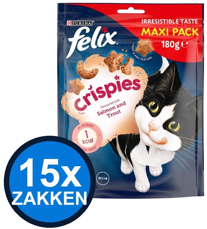 15x Felix - Crispies Zalm & Forel Maxipack - Kattenvoer Snacks - 180 g von Felix – Produktfoto