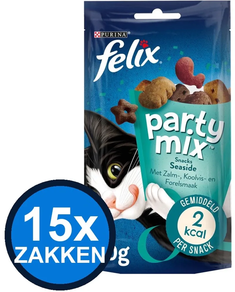 15x Felix - Partymix Seaside Mix - Kattenvoer Snacks - 60 g von Felix – Produktfoto