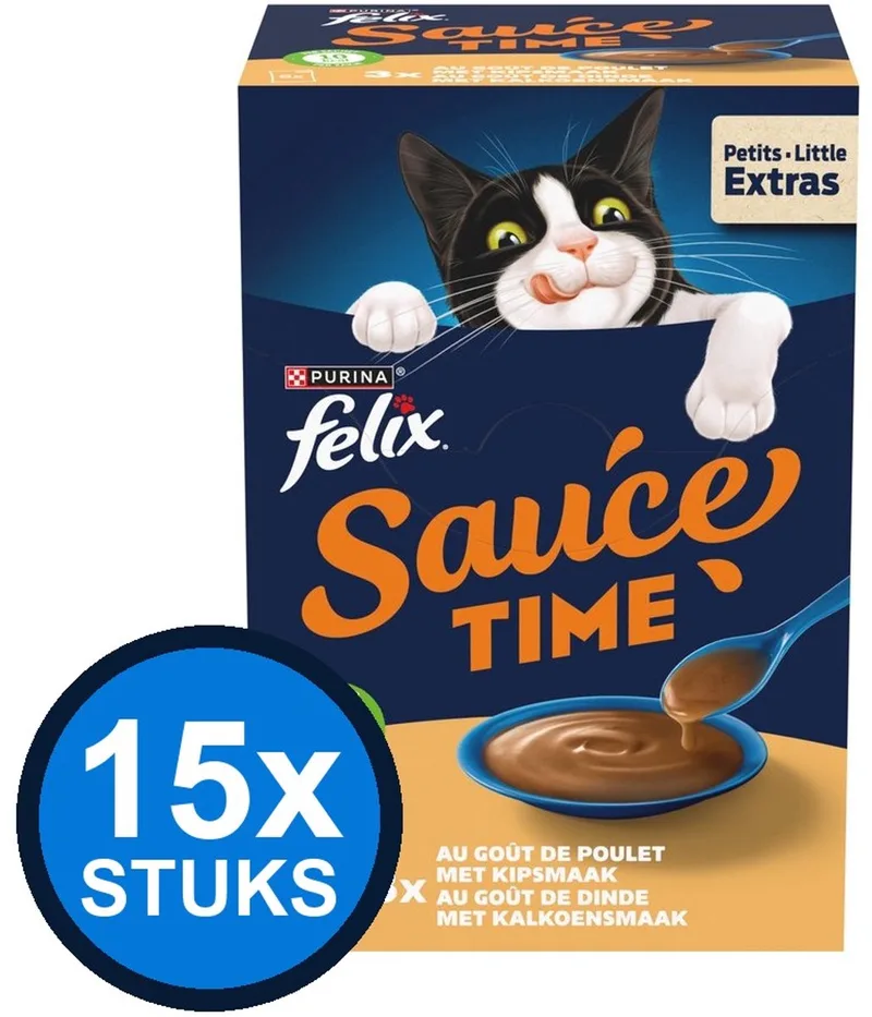 15x Felix - Sauce Time Kip & Kalkoen - Kattenvoer Natvoer - 6x40g von Felix – Produktfoto