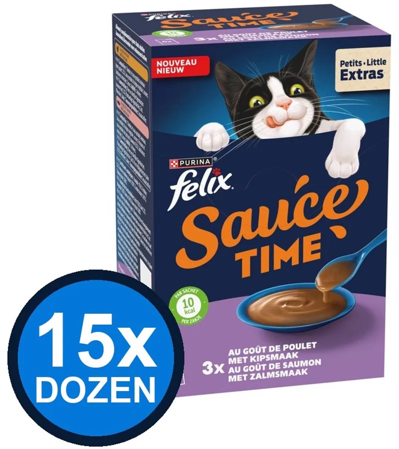 15x Felix - Sauce Time Kip & Zalm - Kattenvoer Natvoer - 6x40g de Felix – photo produit