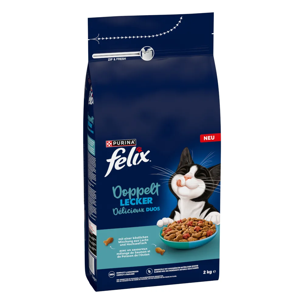 2 kg Felix Dubbel lekker zalm & zeevis kattenvoer droog van Felix – productfoto