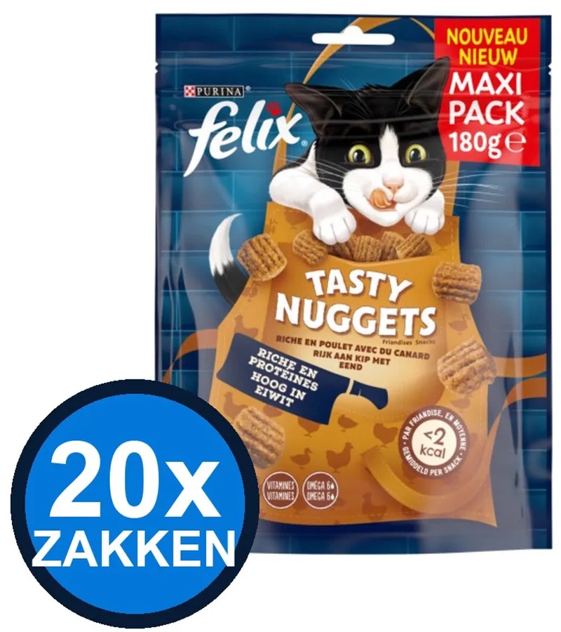 20x Felix - Tasty Nuggets Kip & Eend - Kattenvoer Snacks - 180 g de Felix – photo produit