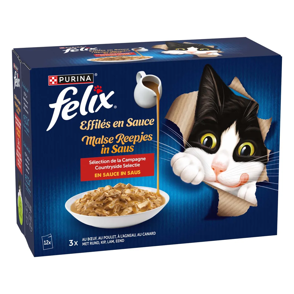 24x 85g Felix "Gravy Lover - As Good As It Looks" Zakjes Smaakvariatie van het Platteland Nat Kattenvoer van Felix – productfoto