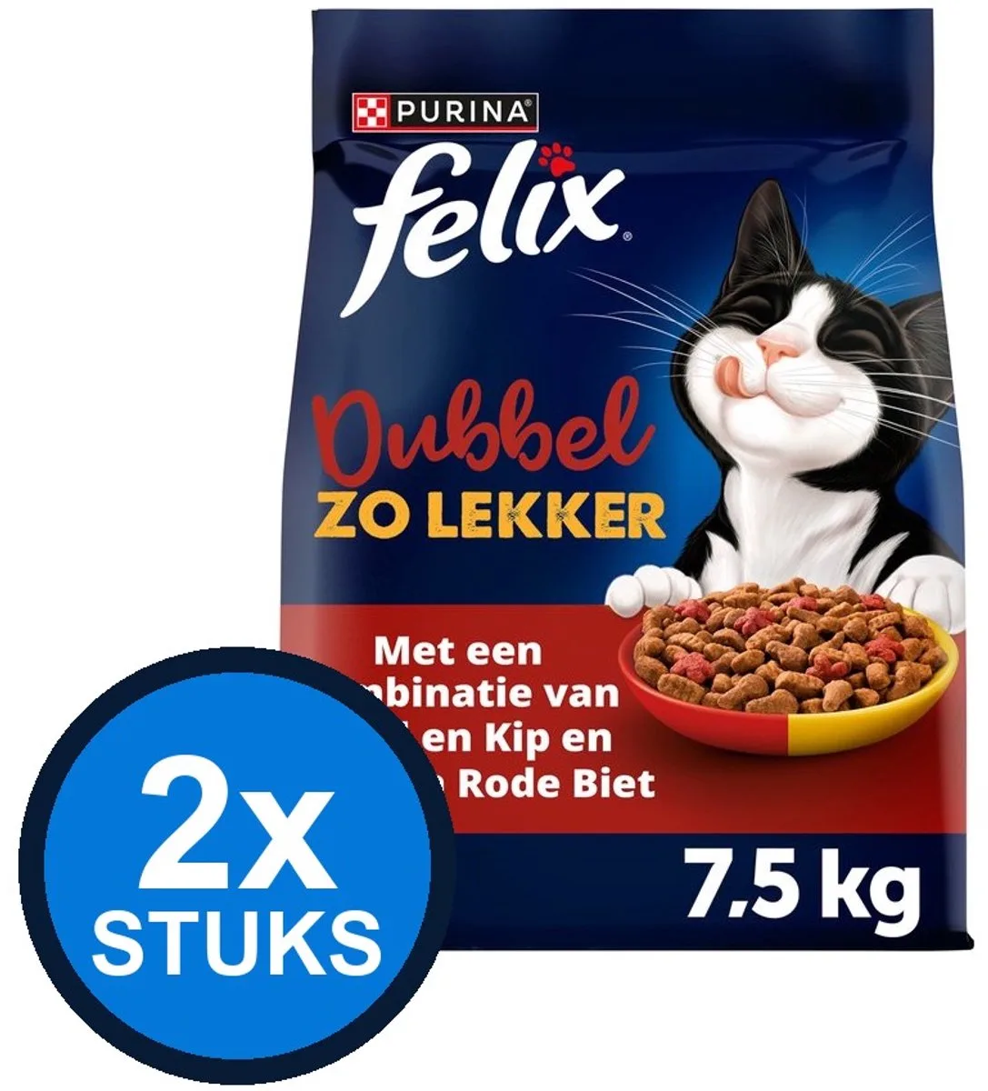 2x Felix - Dubbel Zo Lekker droog adult rund&kip 7,5kg van Felix – productfoto