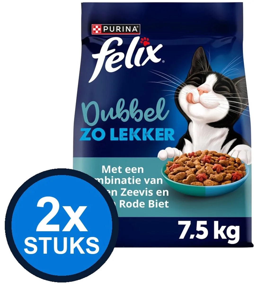 2x Felix - Dubbel Zo Lekker droog adult zalm&zeevis 7,5kg de Felix – photo produit