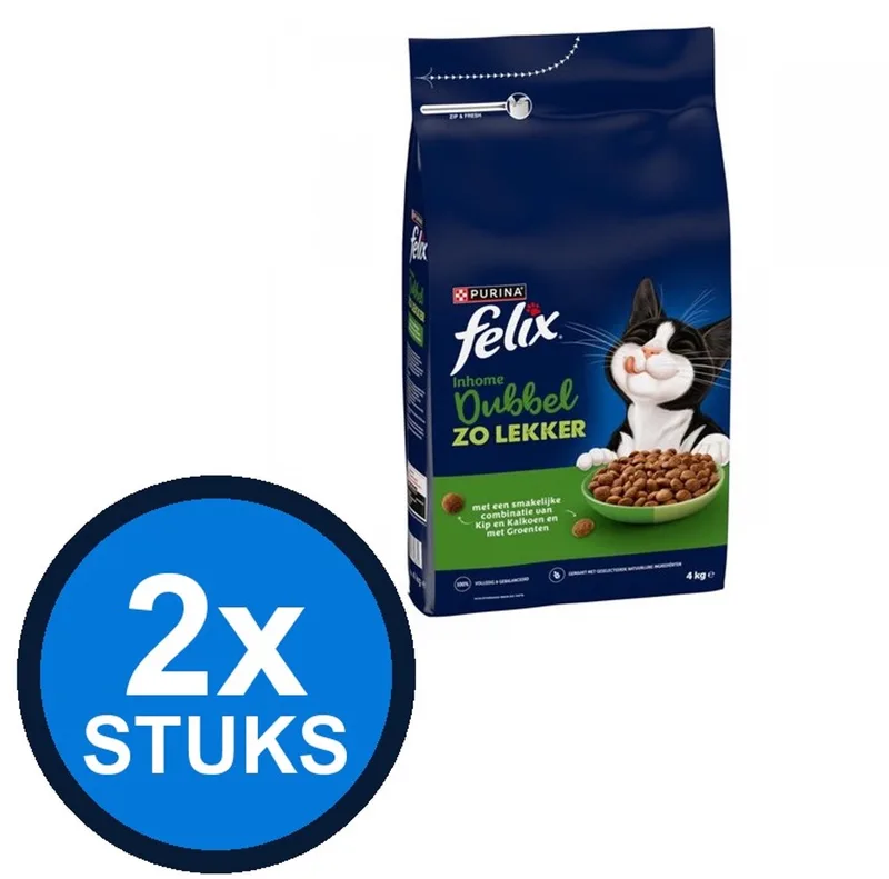 2x Felix - Dubbel Zo Lekker Inhome Kip & Kalkoen - Kattenvoer Droogvoer - 4 kg von Felix – Produktfoto