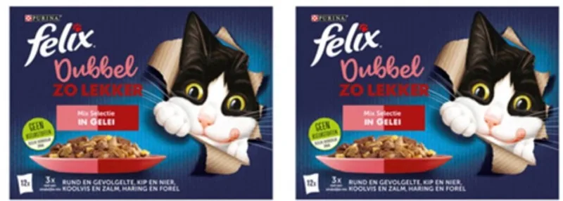 2x Felix - Dubbel Zo Lekker Mix Selectie in Gelei - Kattenvoer Natvoer - 12x85g de Felix – photo produit