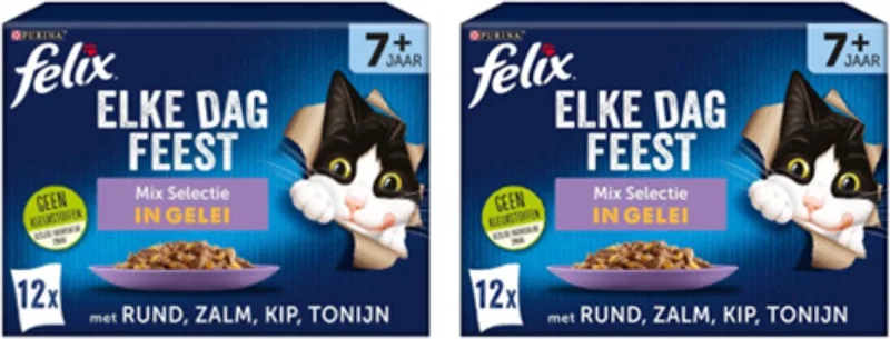 2x Felix - Elke Dag Feest Senior Mix Selectie in Gelei - Kattenvoer Natvoer - 12x85g by Felix – product photo