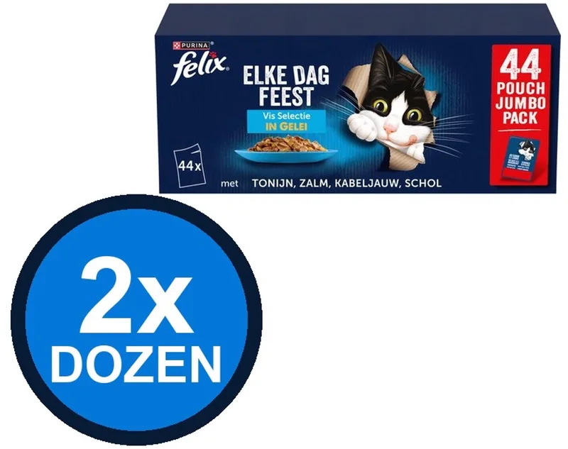 2x Felix - Elke Dag Feest Vis Selectie in Gelei - Kattenvoer Natvoer - 44x85g by Felix – product photo