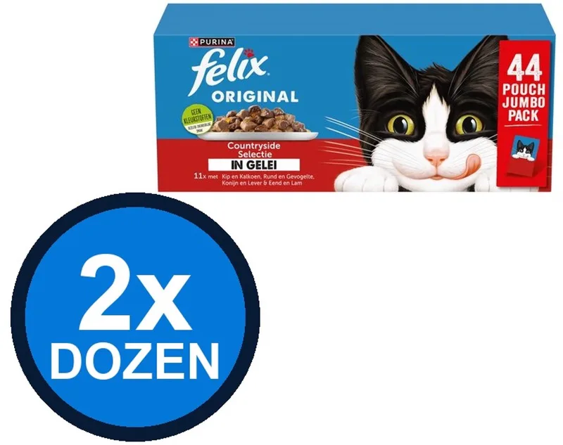 2x Felix - Original Countryside Selectie in Gelei - Kattenvoer Natvoer - 44x85g de Felix – photo produit