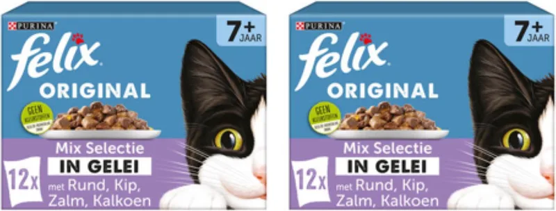 2x Felix - Original Senior Mix Selectie in Gelei - Kattenvoer Natvoer - 12x85g by Felix – product photo