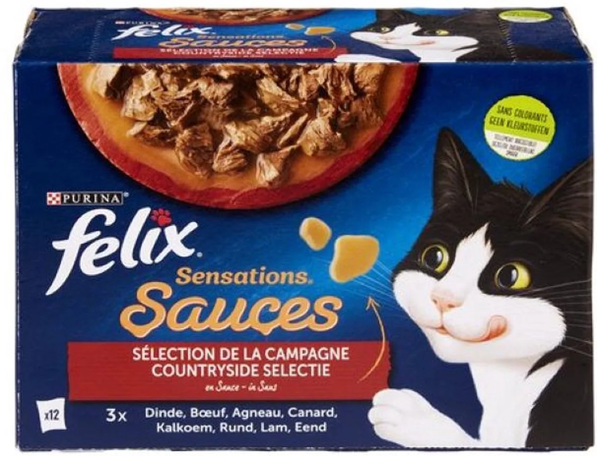 2x Felix Sensations Sauces - Kattenvoer Natvoer - Countryside Selectie in Saus - 12x 85 g de Felix – photo produit