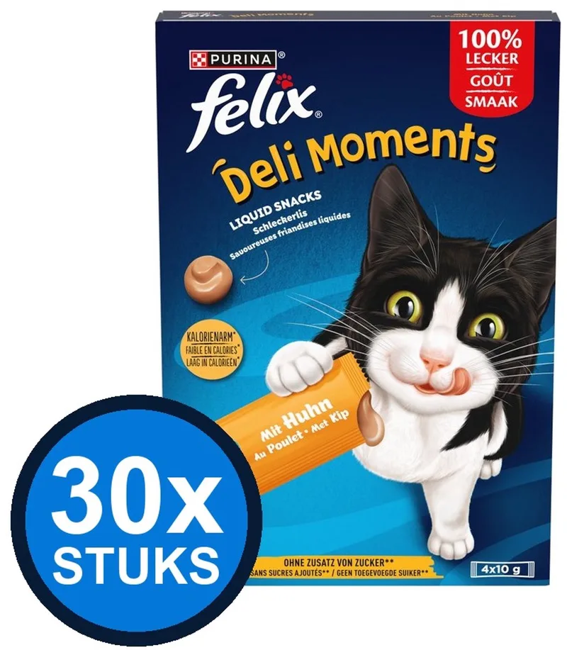 30x Felix - Deli Moments Liquid Snacks Kip - Kattenvoer Snacks - 4x10g by Felix – product photo