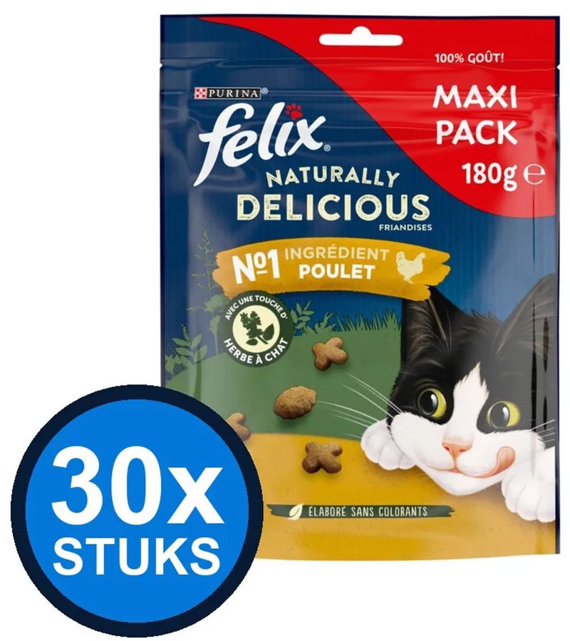 30x Felix - Naturally Delicious Snack Kip Maxipack - Kattenvoer Snacks - 180 g de Felix – photo produit