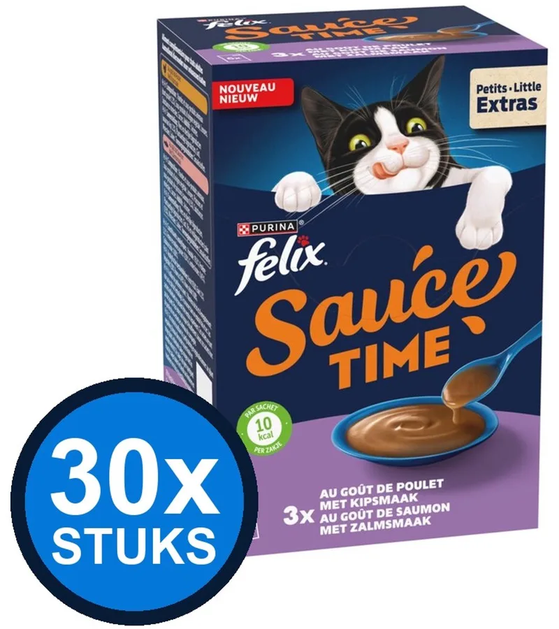 30x Felix - Sauce Time Kip & Zalm - Kattenvoer Natvoer - 6x40g von Felix – Produktfoto