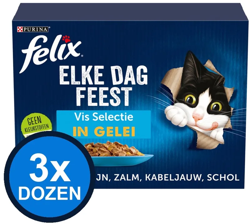 3x Felix - Elke Dag Feest Vis Selectie in Gelei - Kattenvoer Natvoer - 12x85g by Felix – product photo