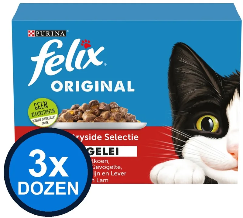 3x Felix - Original Countryside Selectie in Gelei - Kattenvoer Natvoer - 12x85g by Felix – product photo