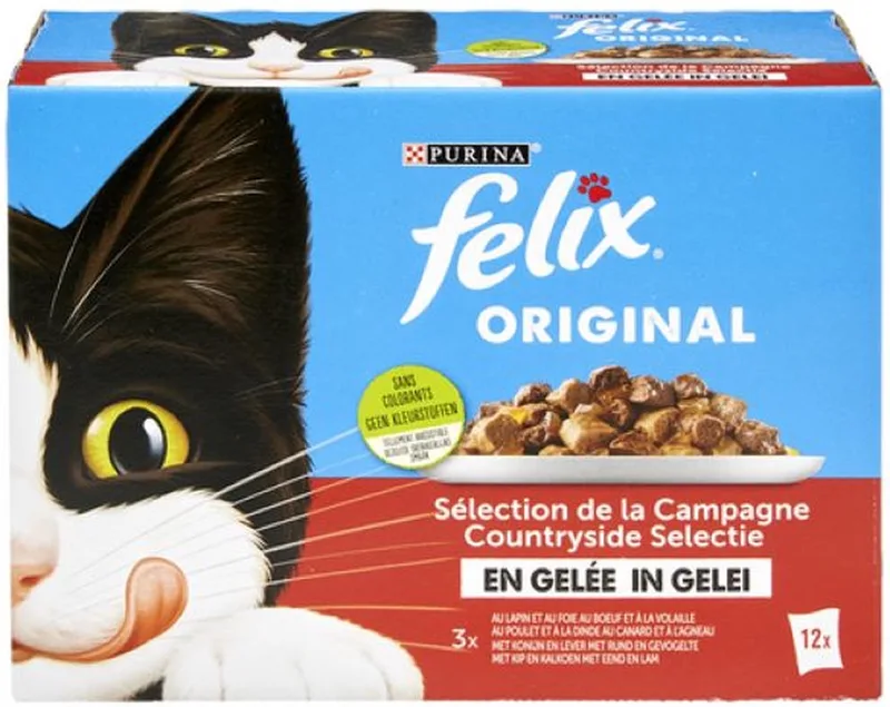 3x Felix Original in Gelei - Kattenvoer Natvoer - Countryside Selectie 12x 85 g de Felix – photo produit