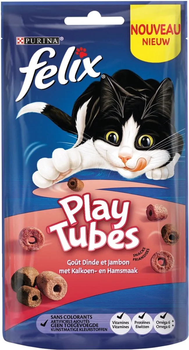 3x Felix - Playtubes Kalkoen & Ham - Kattensnacks - 180 g von Felix – Produktfoto
