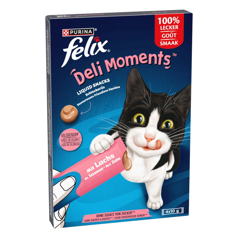 4 x 10 g Felix Deli Moments kattensnack met Zalm van Felix – productfoto