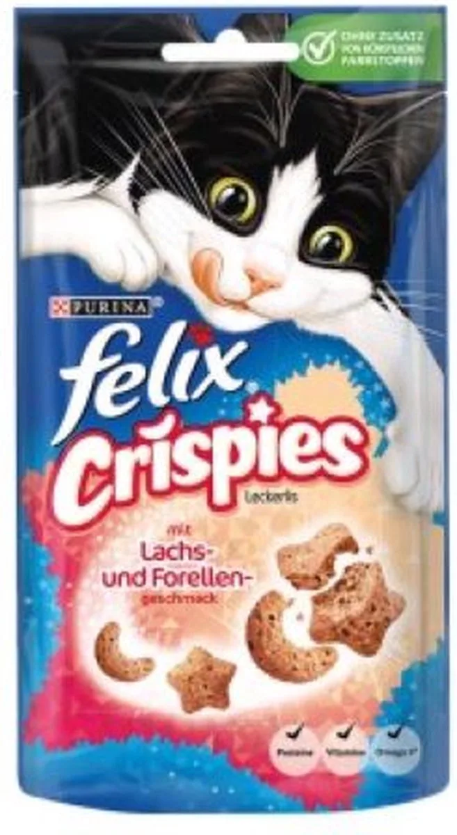 4x Felix Crispies - Kattensnacks met zalm en forel - 45g de Felix – photo produit