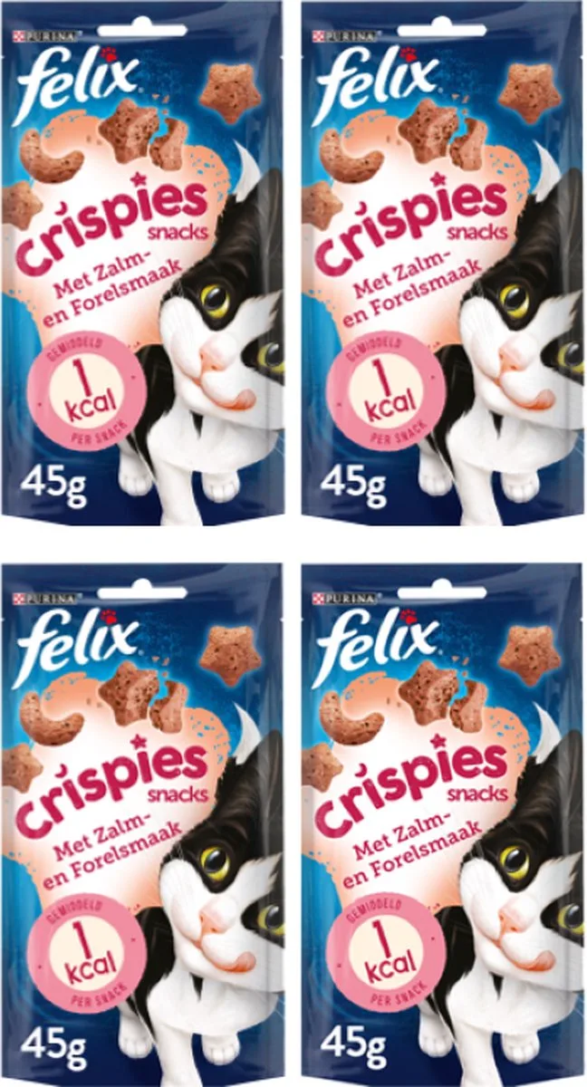 4x Felix - Crispies Zalm & Forel - Kattensnacks - 45 g de Felix – photo produit