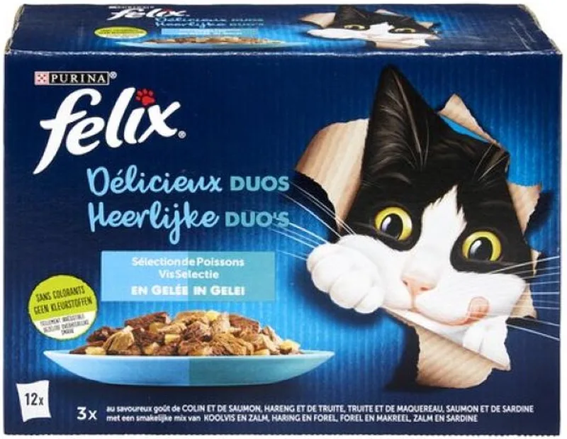 4x Felix DOU's in Gelei - Kattenvoer Natvoer - Vis Selectie - 12 x 85 g by Felix – product photo