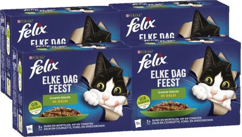 4x Felix - Elke Dag Feest Groente Selectie in Gelei - Kattenvoer Natvoer - 12x85g by Felix – product photo