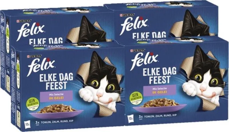 4x Felix - Elke Dag Feest Mix Selectie in Gelei - Kattenvoer Natvoer - 12x85g by Felix – product photo