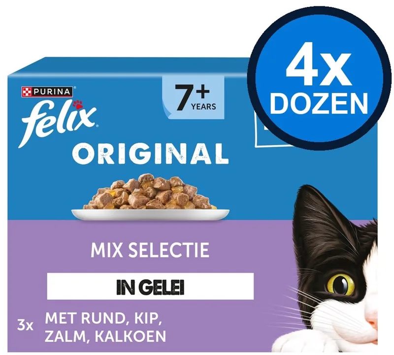 4x Felix - Elke Dag Feest Senior Mix Selectie in Gelei - Kattenvoer Natvoer - 12x85g by Felix – product photo