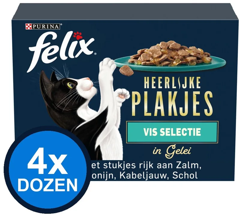 4x Felix - Heerlijke Plakjes Vis Selectie in Gelei - Kattenvoer Natvoer - 12x80g von Felix – Produktfoto