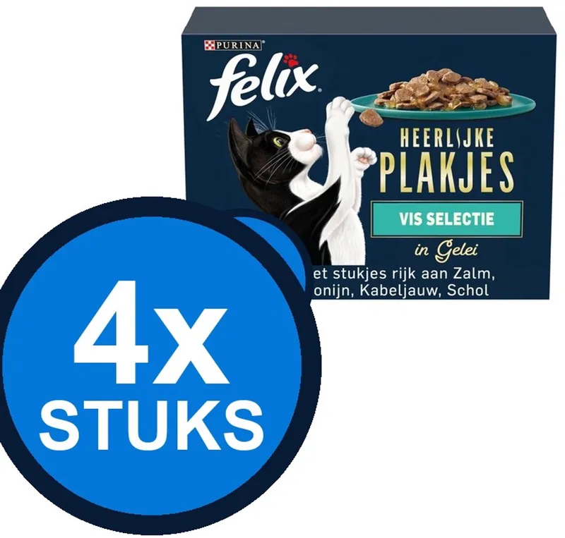 4x Felix - Heerlijke Plakjes Vis Selectie in Gelei - Kattenvoer Natvoer - 12x80g by Felix – product photo