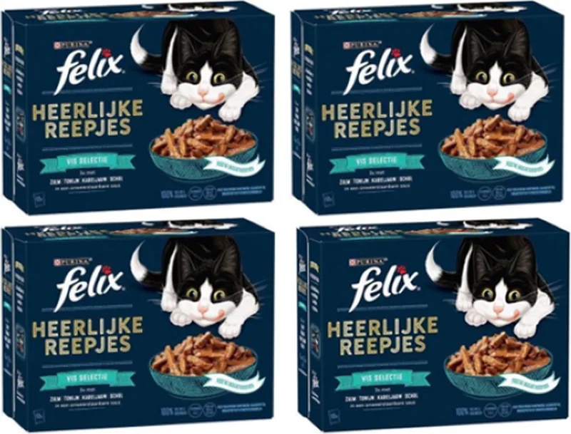 4x Felix - Heerlijke Reepjes Vis Selectie in Jus - Kattenvoer Natvoer - 12x80g by Felix – product photo