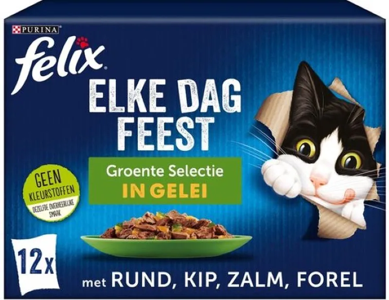 4x Felix in Gelei - Kattenvoer Natvoer - Groente Selectie - 12 x 85 g de Felix – photo produit