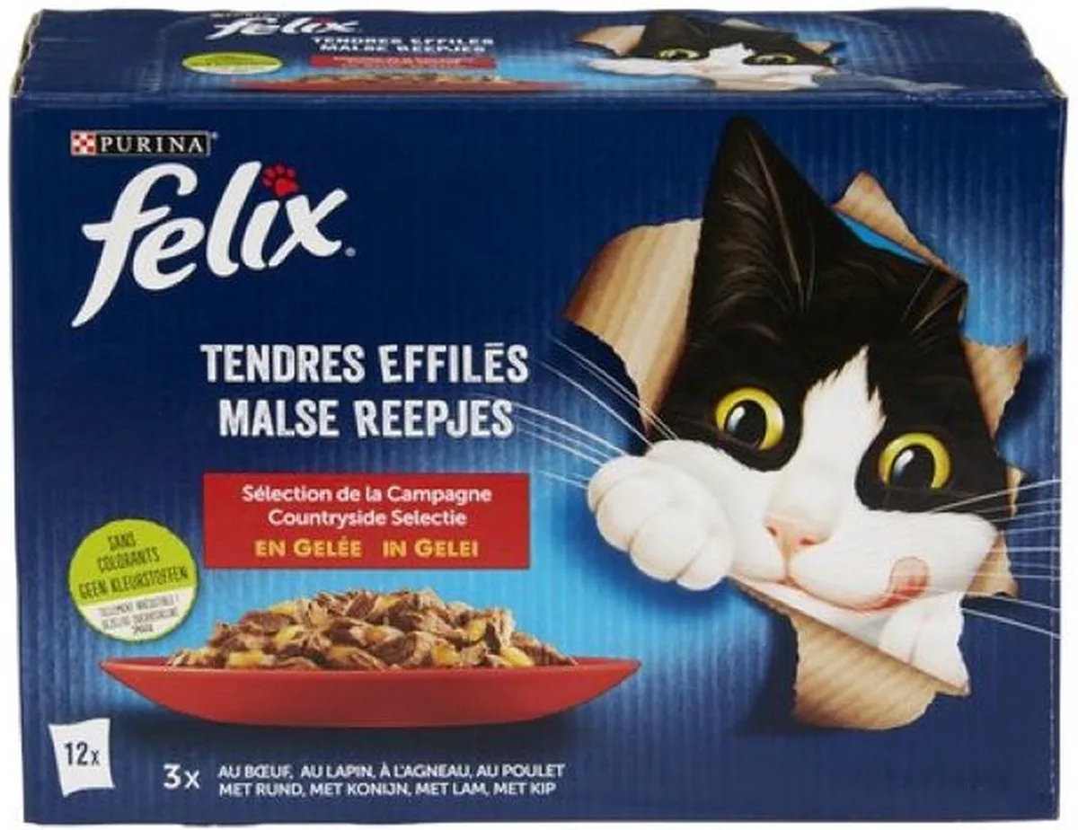 4x Felix Malse Reepjes Countryside Selectie in gelei (vlees) - 12 x 85 gram van Felix – productfoto