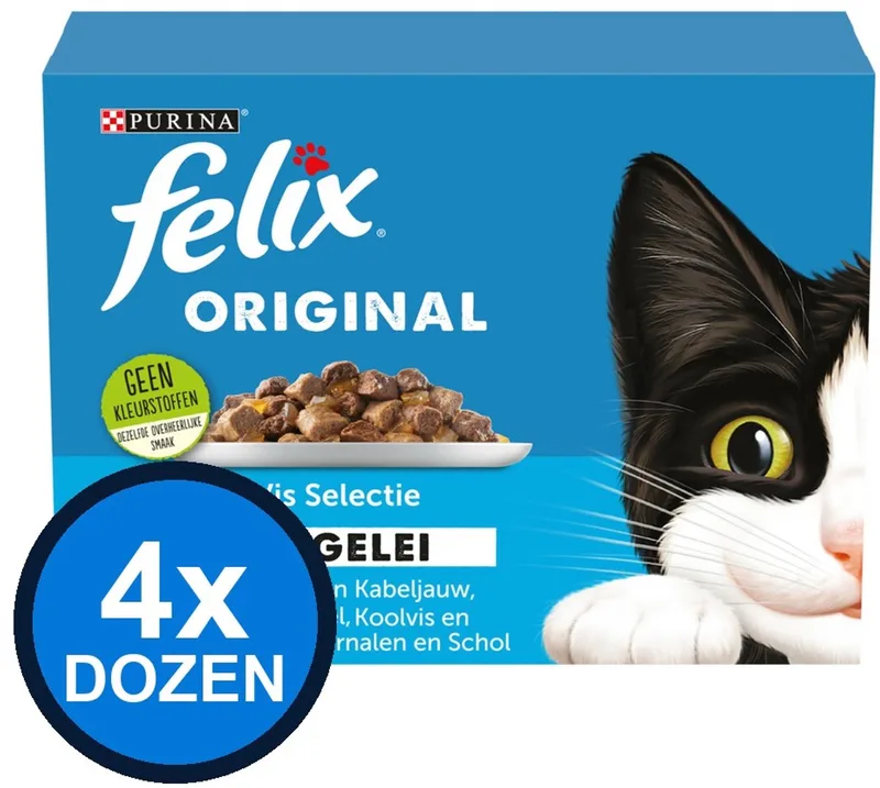 4x Felix - Original Vis Selectie in Gelei - Kattenvoer Natvoer - 12x85g de Felix – photo produit